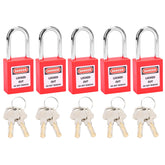 5 Sets Lockout Tagout Lock, 38mm Lockout Lock Insulation Safety Engineering Loto Padlock, for Machinery Manufacturing(red)